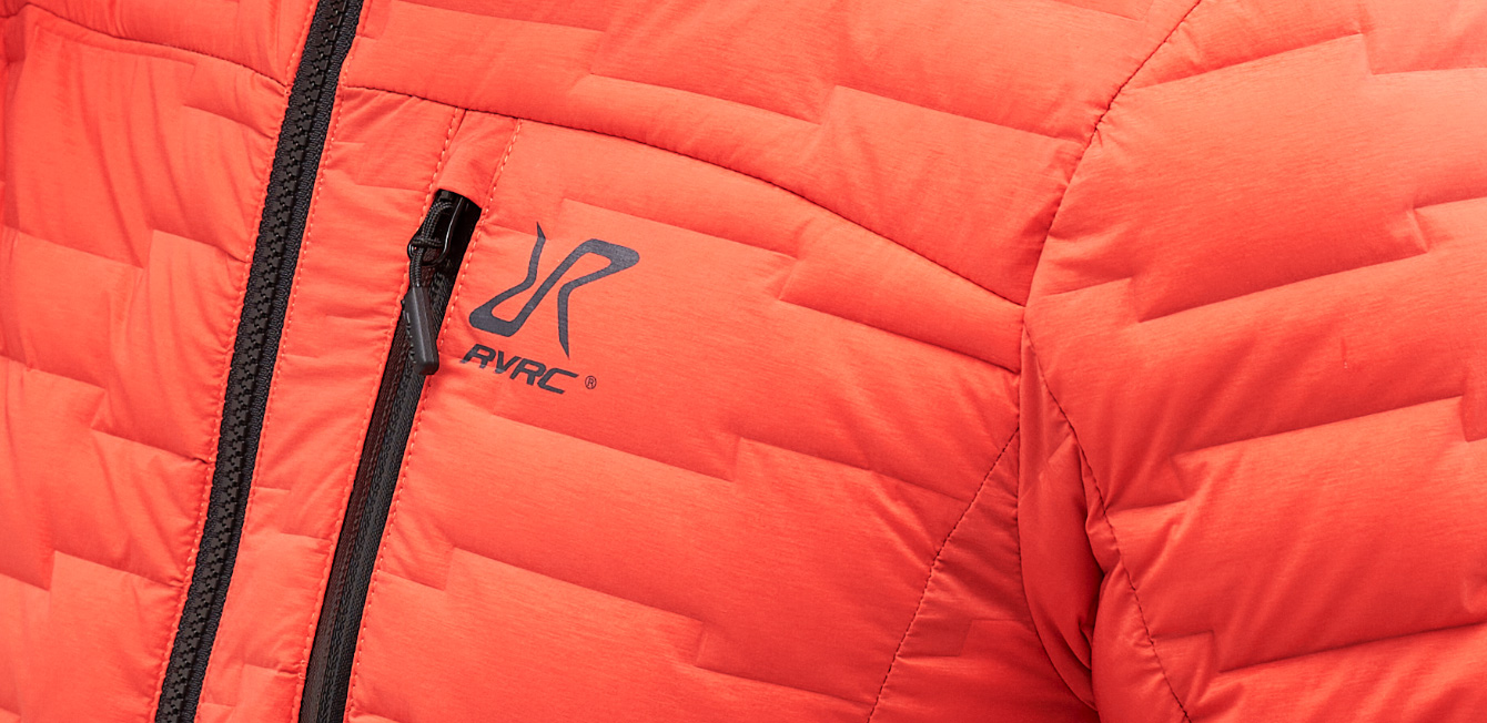 Close-up of Flex Down Jacket in orange colour